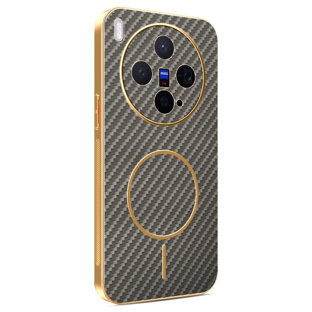 

For vivo X300 5G Case Carbon Fiber Textured Electroplated TPU Phone Back Cover