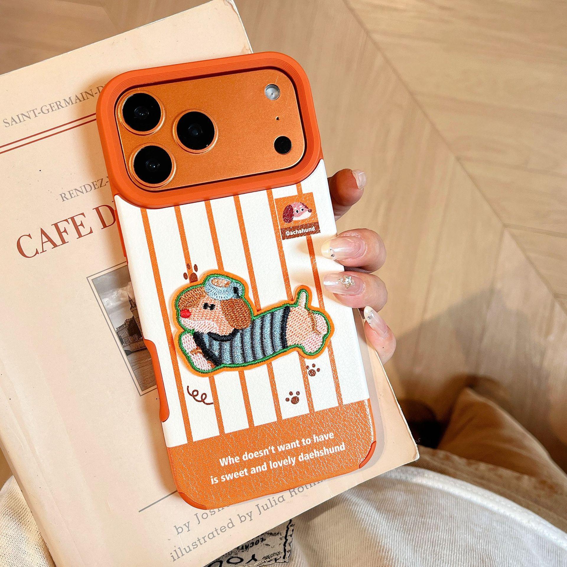 

Dachshund Embroidered iPhone 17 Pro Max Case with Apple 15 Protective Lanyard iPhone 12 Pro Max