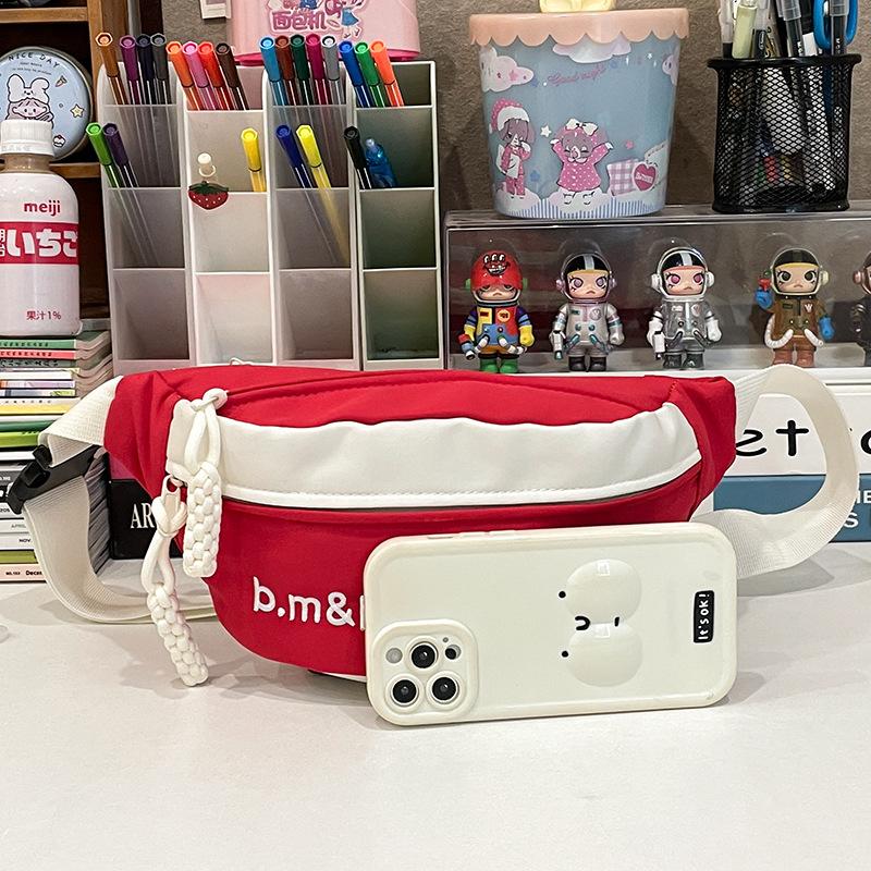 New Fashion Brand Ins High Value Fashion Personality Contrasting Chest Bag Waist Bag Letter Embroidered Crossbody Single Shoulder Mobile Phone Bag