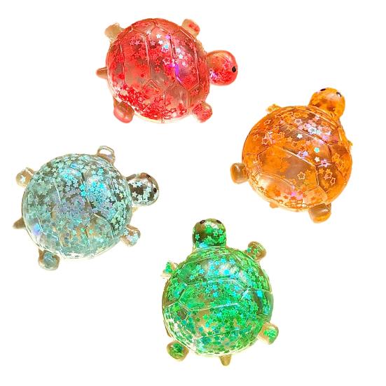 1/4ks Průhledná želví mačkací hračka s hvězdičkovými flitry Úleva od stresu Třpytivá mořská želva Stresový míček Senzorická hračka Měkká dekompresní Fidget hračka