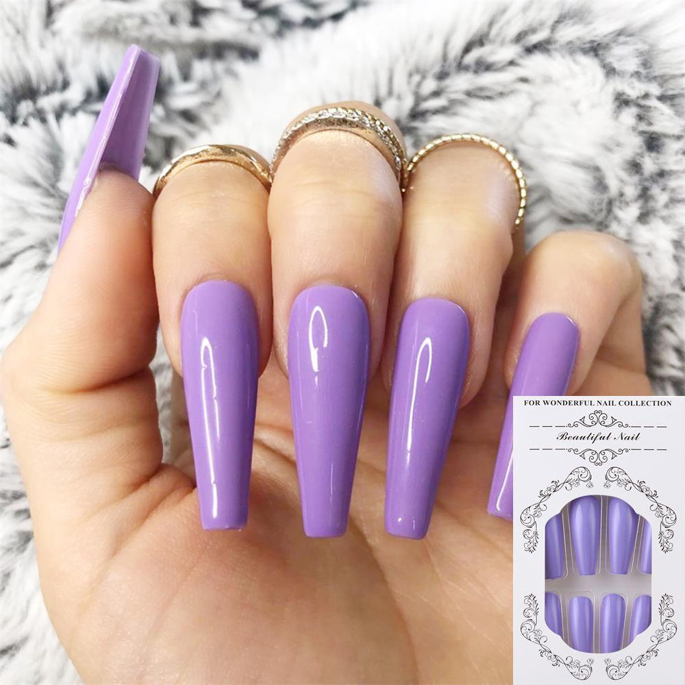 24Pcs/Set Matte Manicure Full Cover Nail Tips Ballerina Nail Coffin Fake Nail False Nails