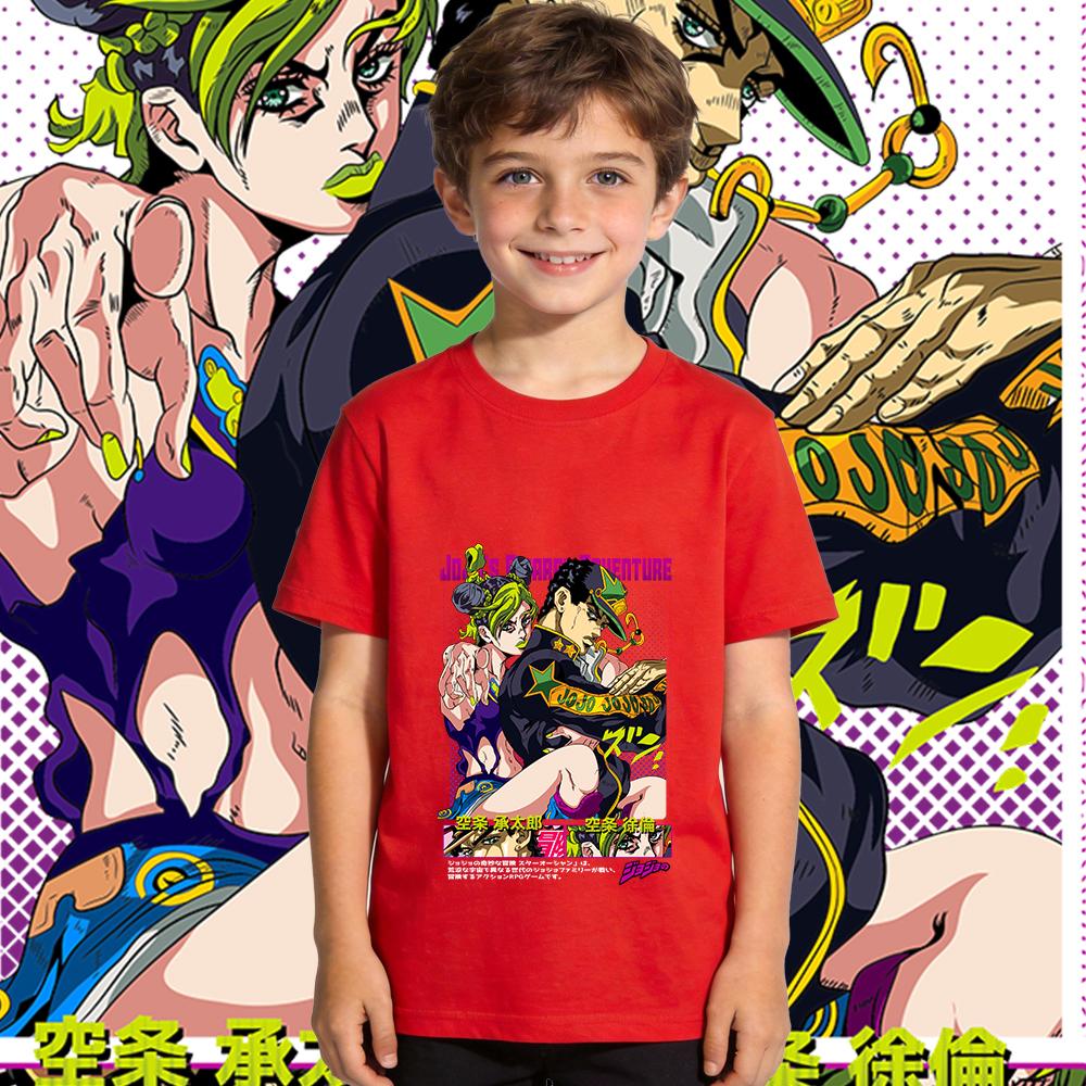 Jojo Stone Ocean Anime Print Cotton T Shirt Boys Girls Kids Casual Soft Breathable Daily Wear Top 100