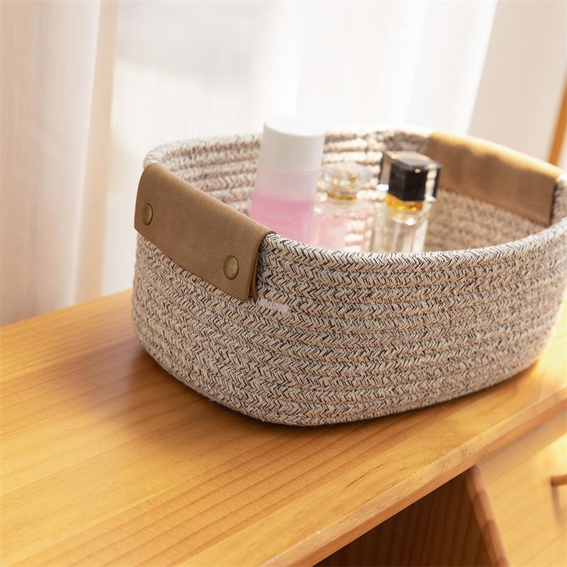 1pcs Eco-Friendly Cotton Rope Desktop Storage Basket Home Living Room Bedroom Cosmetic Snack Toy Organizer Storage Basket