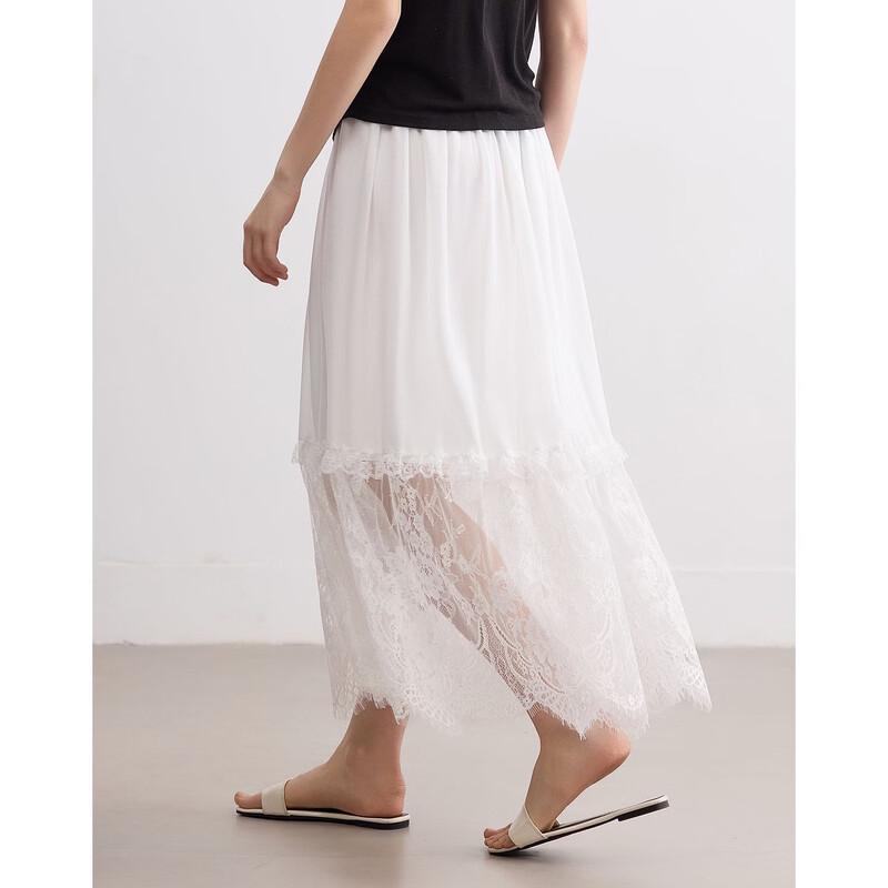 Women's Lace-Trim Elastic Waist Midi Skirt
