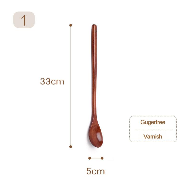 Long Handle Wooden Spoon Soup Ladle Wood Kitchen Tools Luxury Tableware Long Tea Spoons Japanese Style Accessories
