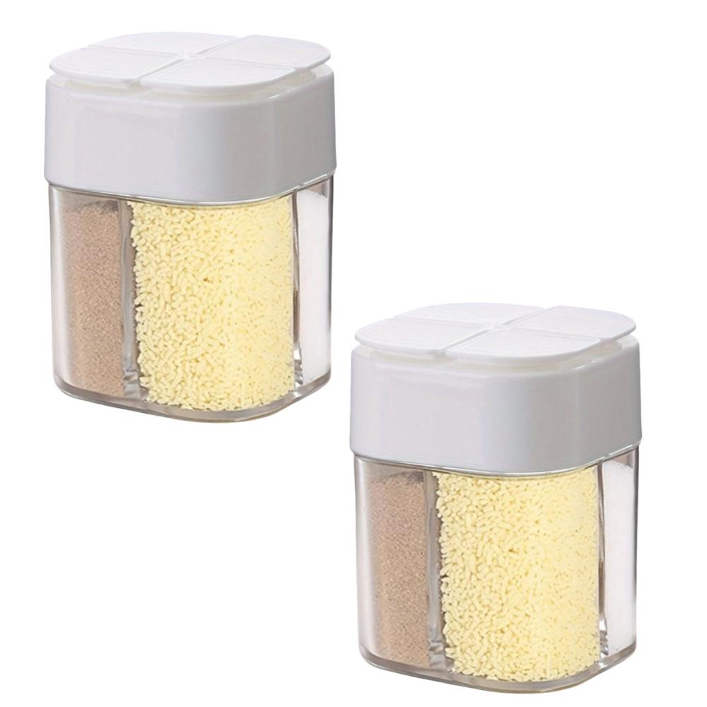 4in1 Camping Seasoning Shaker Multi-Purpose Spice Jar with Lid 4-Compartment For Outdoor BBQ Cooking Salt Pepper Storage Box