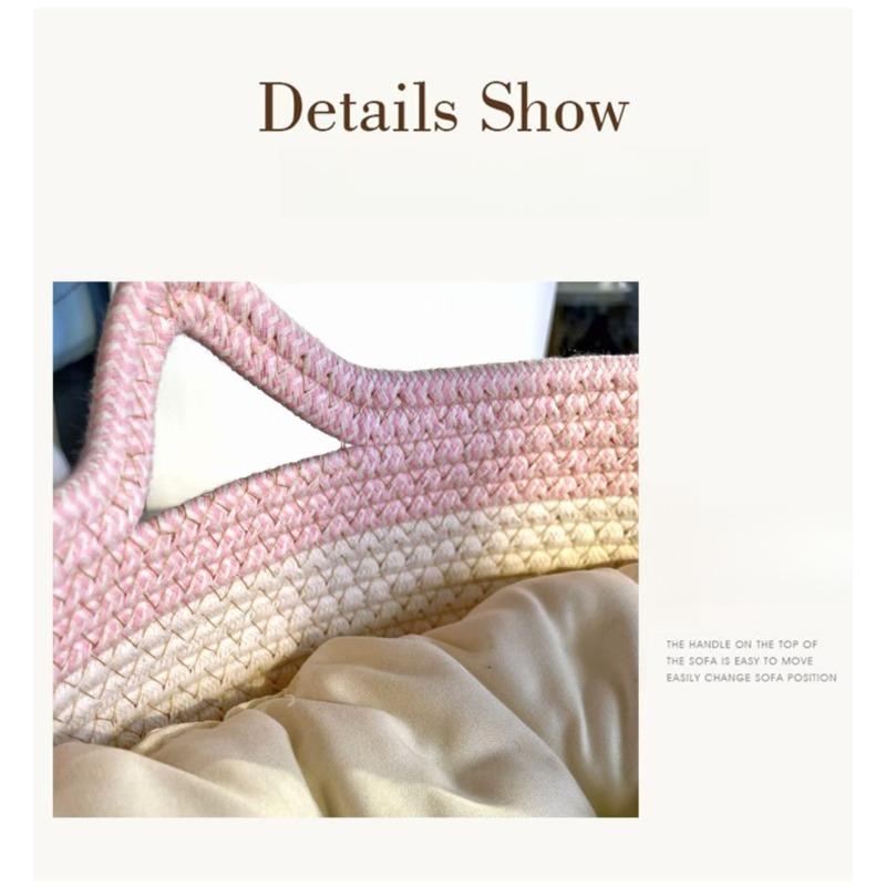 Scratch Resistant Cotton Rope Cat Bed Handwoven Pet Nest Breathable Summer Cool Mat Four Seasons Universal Bed for Cats Small Dogs