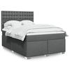 VidaXL Slat Bed Base with Mattress Dark Grey 140x190cm Fabric, Bed, Platform Bed, Panel Bed, Furniture of 3292798