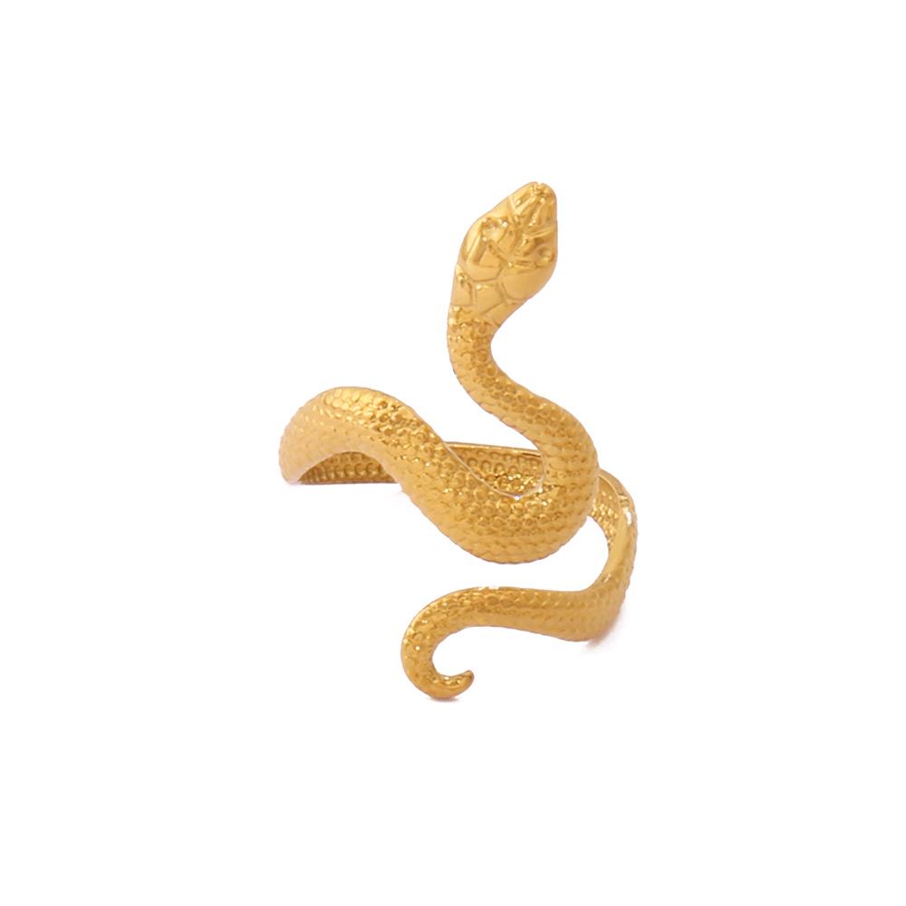 Exaggerated Snake Shape 18K Gold Plated Open Ring - Women's Jewelry