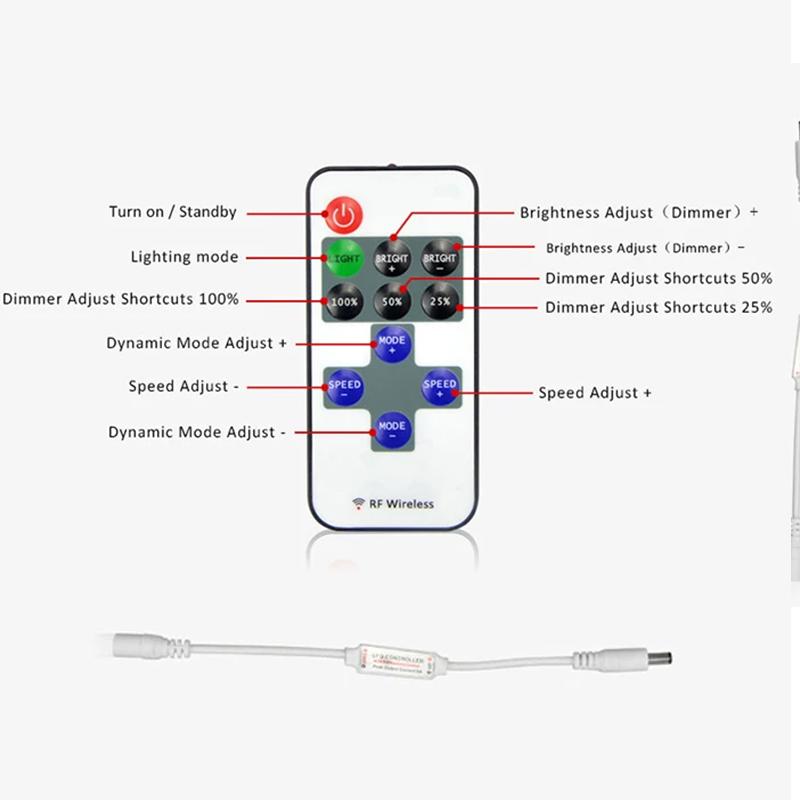 Ελεγκτής τηλεχειριστηρίου LED 12V 24V RF για λωρίδα LED Neon Light 5050 / 2835/ Ρύθμιση φωτεινότητας COB Ρύθμιση φωτεινότητας