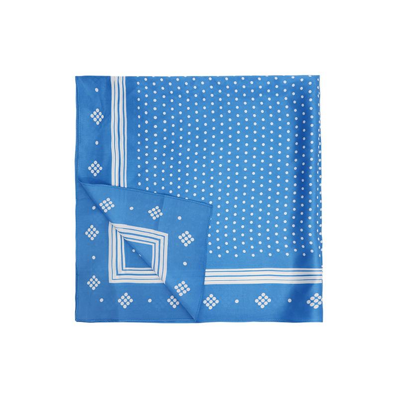 

New12 mmi silk square scarf blue wave point mulberry silk decorative headscarf printed square headscarf 53
