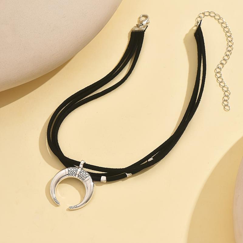 1 szt. Retro Etniczny Styl Półksiężyc Wisiorek Wielowarstwowy Naszyjnik Odpowiedni na Ramadan, Święta, Do Noszenia na Co Dzień dla Kobiet