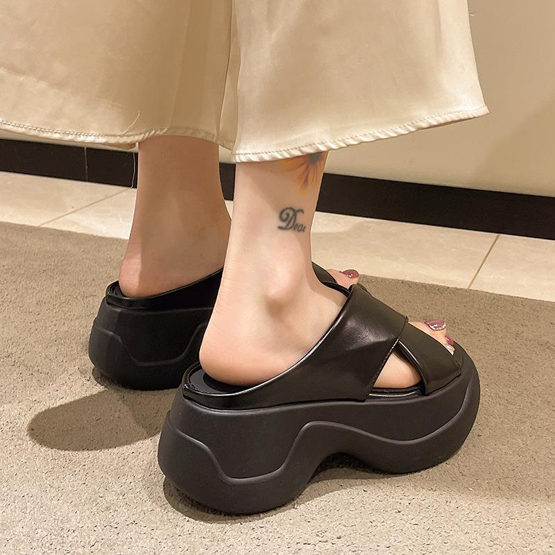 Summer New French Platform Wedge Slide Sandals - Luxury Aesthetic, Super Popular, Skirt-Friendly & Lightweight Cushioned Elevator for Women
