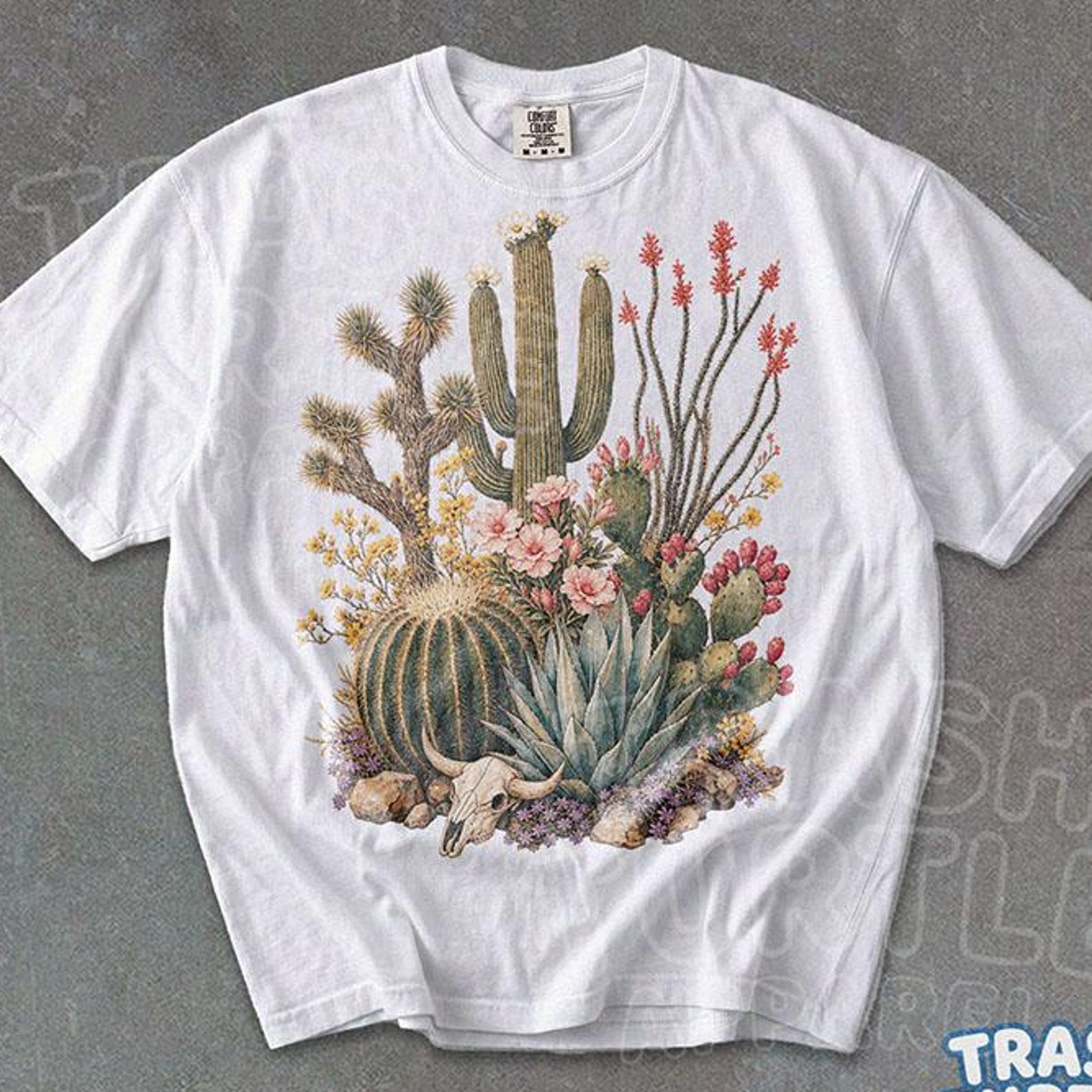 Retro Desert Cactus Shirt Vintage Botanical Graphic TShirt Southwest Plant T-shirt Wildflower Aesthetic 90s Desert Tee M