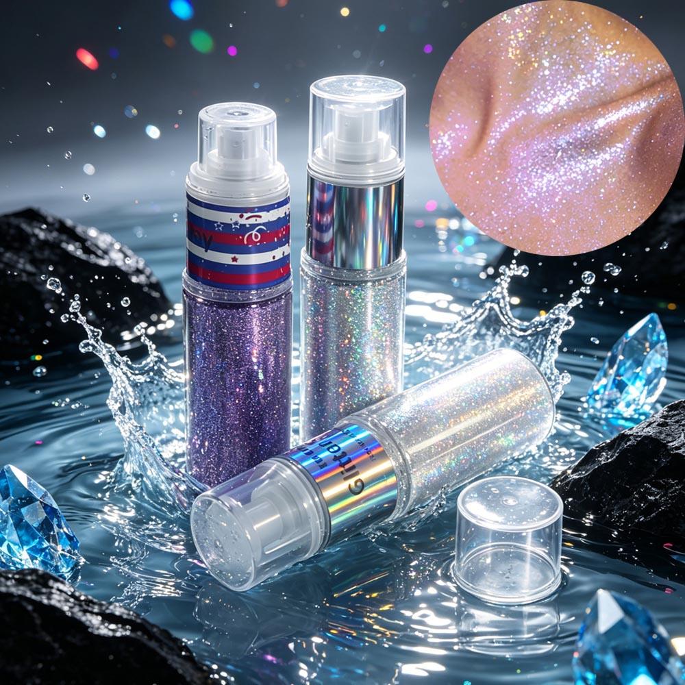 Glitzer Spray Schimmer Highlighter Glow Gesicht Körper Highlight Wasserdicht Langanhaltend Festival Make-up Kosmetik