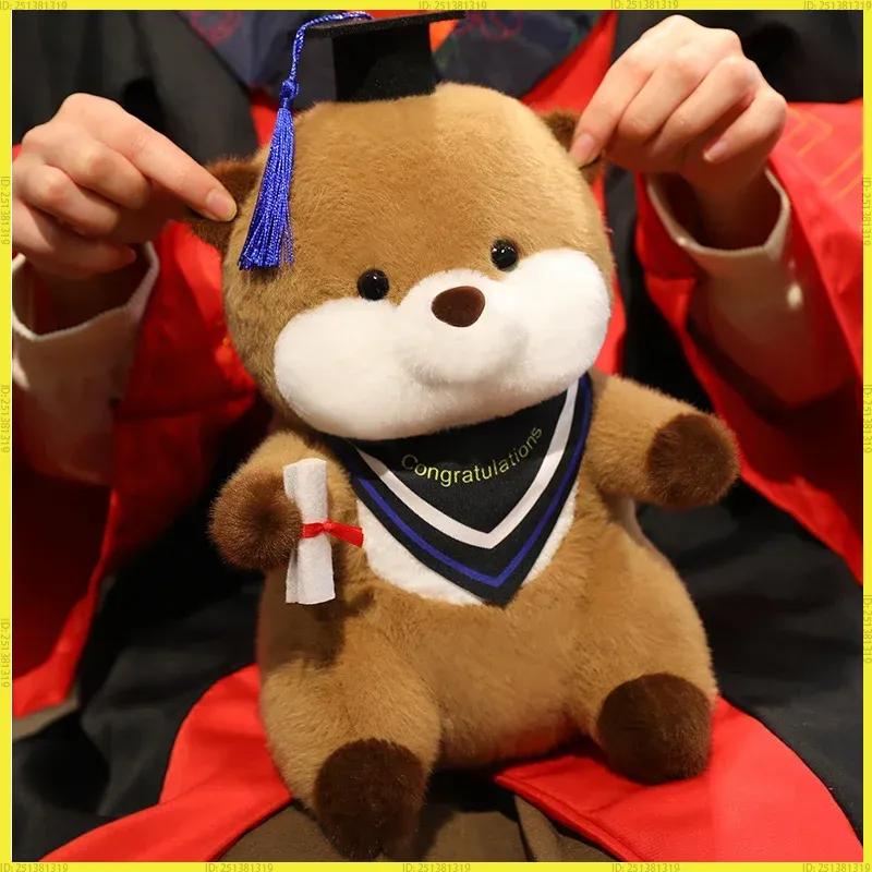 25Cm Cute High Quality Cartoon Sea Otter Plush Doll With Doctor Hat And Diploma Home Decor Graduation Gift For Kids And Students