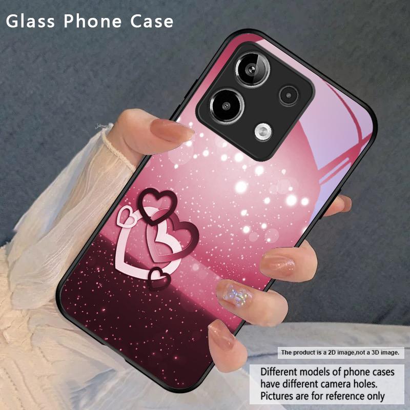 

Warm and romantic love For Redmi Note 8 9 9S 12S 10 Pro 11 12 13 Pro+ 14 Pro K60 Ultra 13C 14C A3 12 13 Black Glass Phone Case Redmi A3