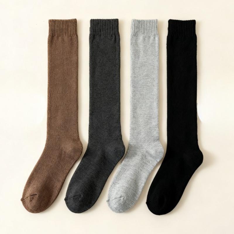 1/4 Pairs of Long Tube Cotton Socks with Thickened Towel Material for Warmth