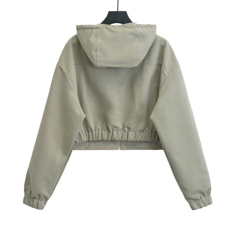 Fashion Style 2024 Autumn New Women's Clothing Easiest for Match Long Sleeves Hooded Cropped Casual Jacket Outwear 4391871