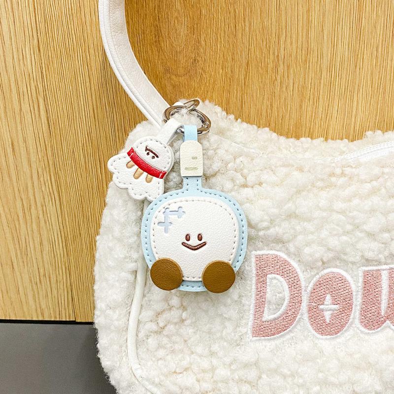 Cute Cartoon Leather Racket Strap Pendant Keychain Kawaii Simulation Badminton Table Tennis Backpack Decoration Accessories
