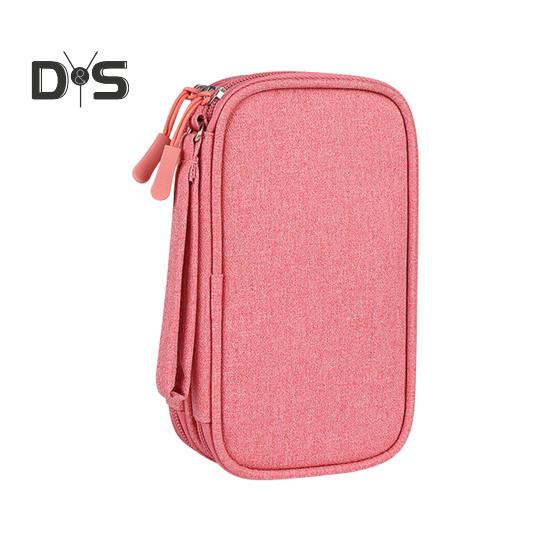 Power Bank Storage Bag Multi-purpose Carrying Case Zipper Closure Large Capacity Mesh Layer Cable Cord Storage Organizer
