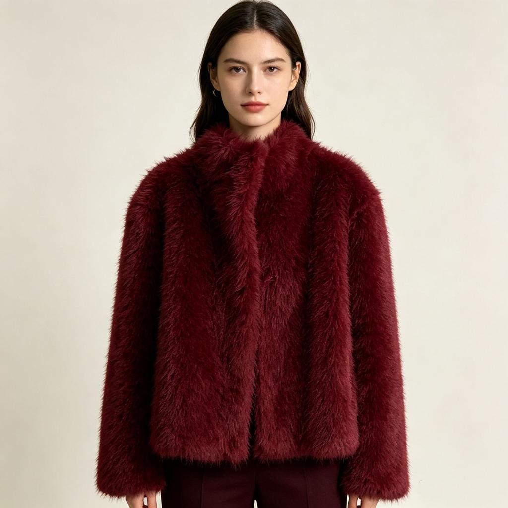 Women's clothing winter new European and American style temperament artificial fur short stand-up collar fluffy coat