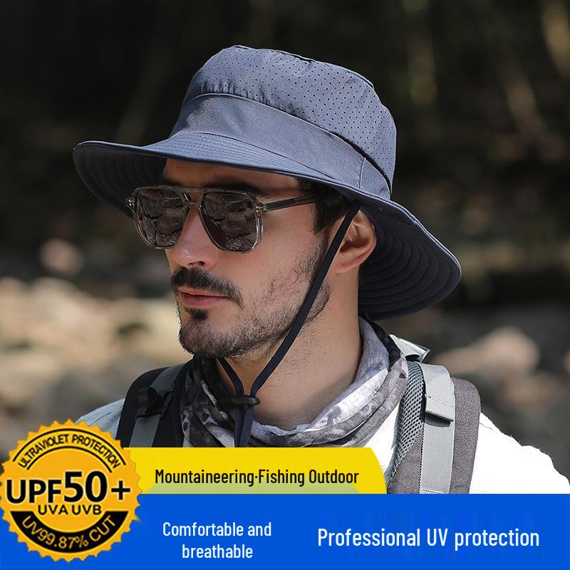 Men's Wide-Brim Sunshade Hat - Anti-UV, Outdoor, Summer, Mountaineering, and Fishing Hat