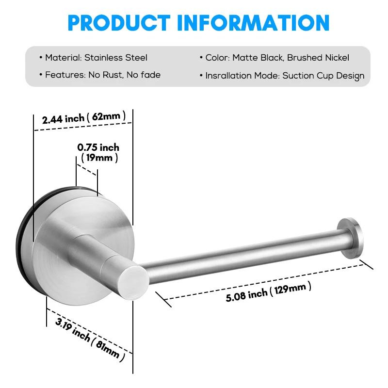 Toilet Roll Paper Holder Organizer Wall Mount Storage Reusable Kitchen Bathroom No Drill Tissue Towel Dispenser Stainless Steel