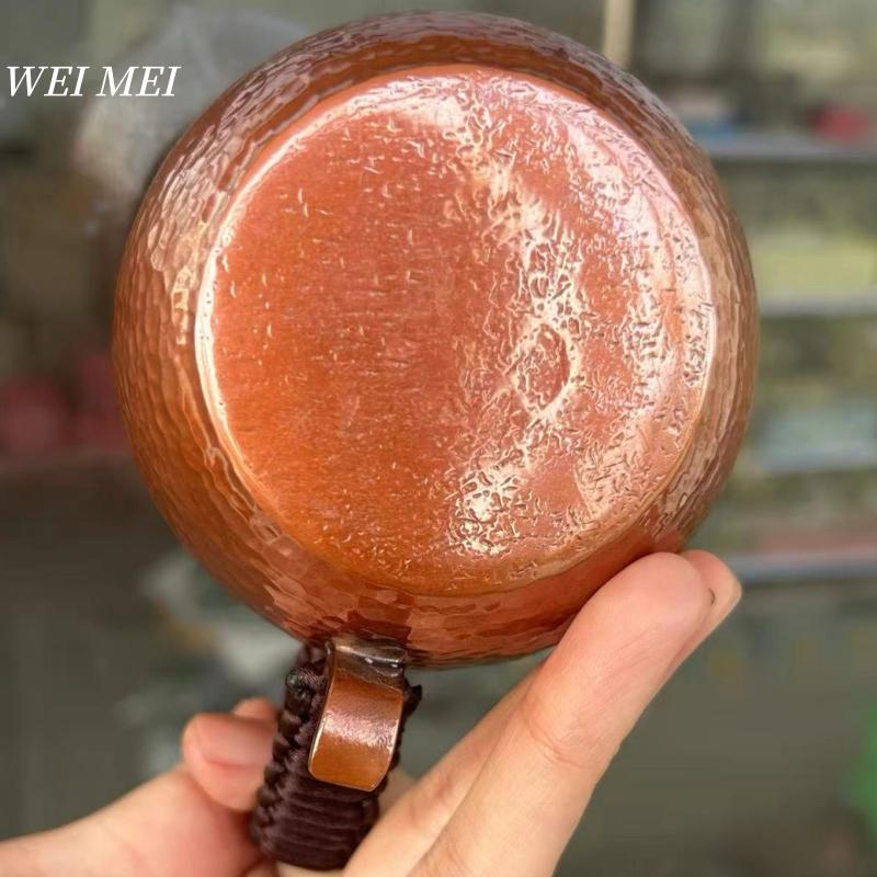 Vintage Copper Coffee Cup,Thickened 350 ml Breakfast Mug,Handcrafted Carving Luster Corrugated Texture Woven Tea Cup Tableware