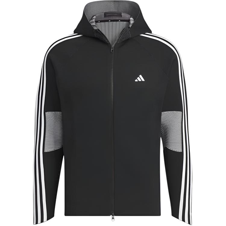 Adidas Primeknit Hooded Jacket Striped Color Block Golf Jacket Men Jacket Black IN6664