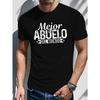 European Sizes Men's Spanish Best Grandpa Short Sleeve T-Shirt - Summer Casual Round Neck Top with "Abuelo" Print,