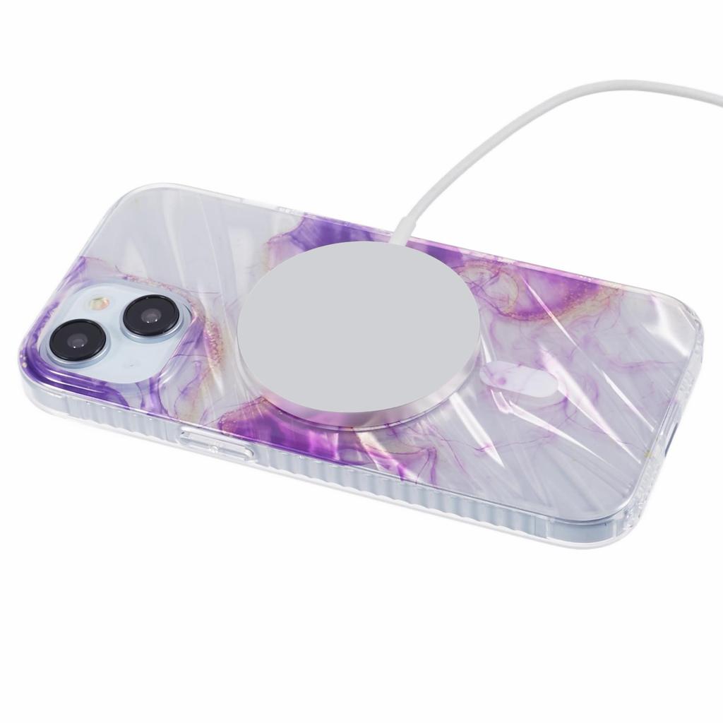 MP Series For iPhone 14 Electroplated Case IMD Pattern TPU+Acrylic Phone Cover Compatible with MagSafe