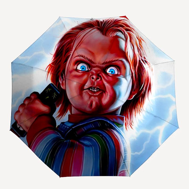 

1 шт. Умный складной зонт-трость «Чакки» (Chucky) с автоматическим открытием/закрытием, портативный компактный зонт для путешествий, подарок на день рождения/Рождество для мужчин и женщин L1110y38