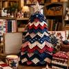 Set Base Patchwork Artistico Fai da Te Tessuto Trapuntato Albero di Natale Kit Artigianale, Materiali Artigianali Educativi Fatti a Mano Vintage per Famiglia Set da Cucito Natalizio,