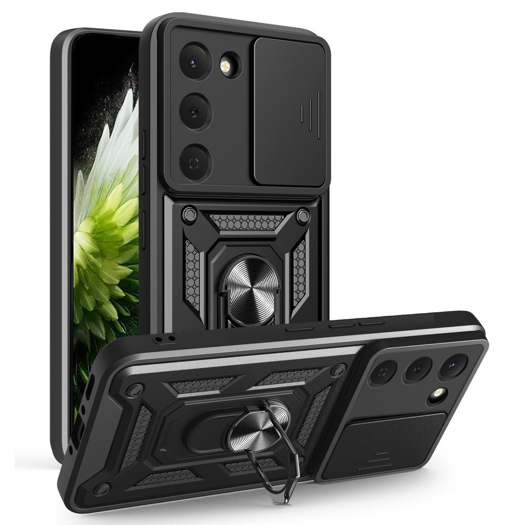 For TECNO Spark 40 Pro 4G Case with Slide Camera Lid PC+TPU Kickstand Phone Cover