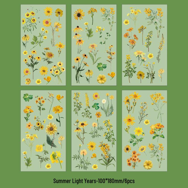 Retro Plant & Flower Stickers Pack: PET Waterproof Decals for Children's Journals & DIY Decor.