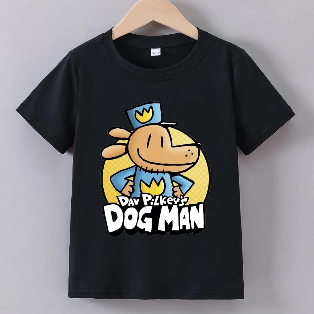 Dog Man Anime T-Shirt für Kinder Jungen Cartoon Sommer Kurzarm T-Shirt Dogman Oberteile Y2k Kleinkind Mädchen T-Shirts Camiseta Kinderkleidung