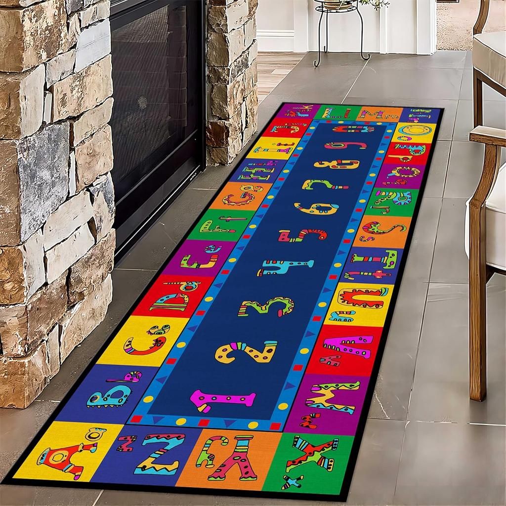 Cartoon Runner Rug Children's Bedroom Bedside Blanket, Anti-Slip Washable, Indoor Area Carpet, Home Decoration