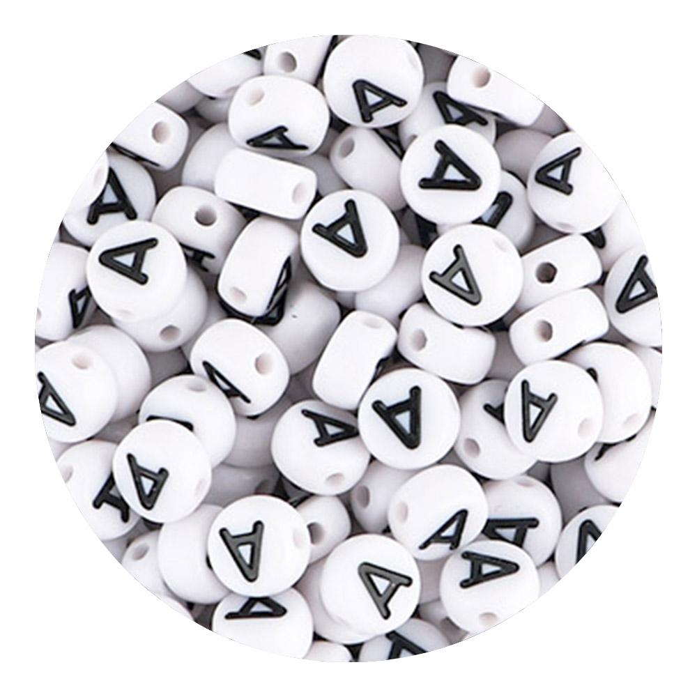 50/100/200pcs/Lot 7x4mm White A-Z Round Alphabet Acrylic Letters Beads Loose Spacer For Jewelry Making DIY Bracelet Accessories
