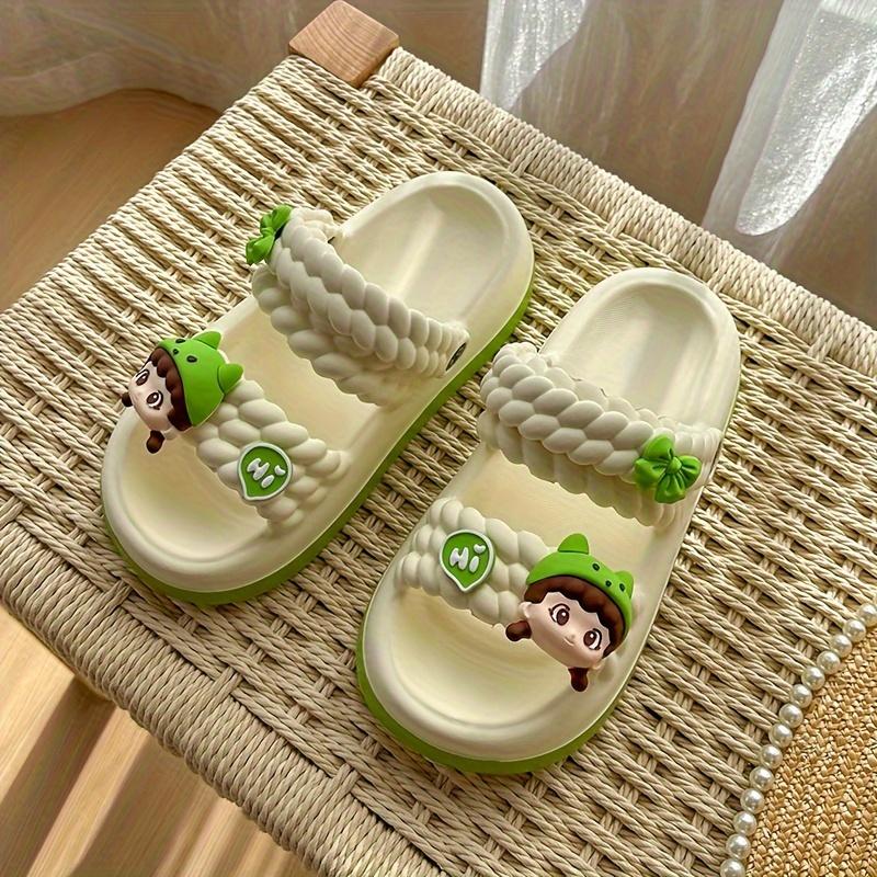 Summer Cute Flip-Flops for Women - EVA Heart Flower Sandals, Anti-Slip Quick Dry Bathroom Shoes for Pool/Beach