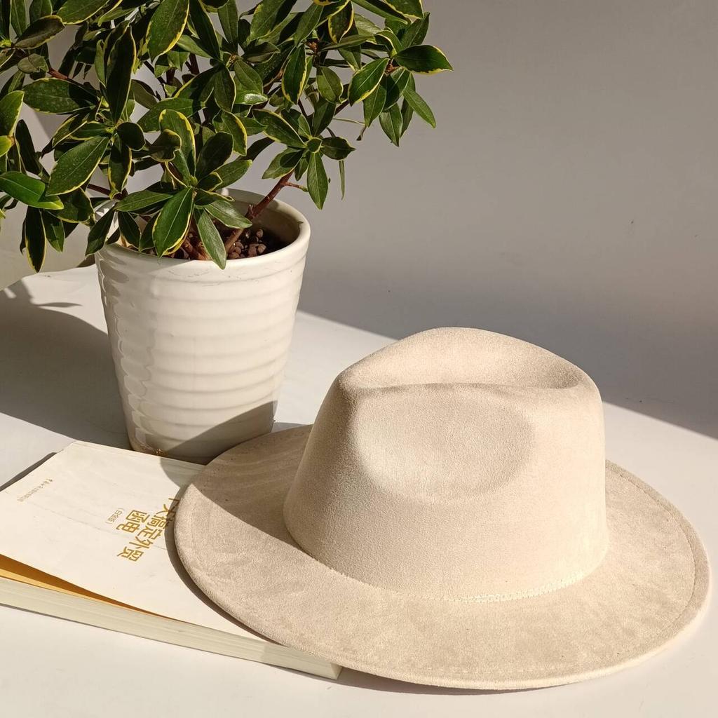 LIDHAY Western Style Suede Hat, Unisex Wide Brim Fedora Hat, Felt Panama Hat, Rancher Hat LIDHAY Western Style Suede Hat, Unisex