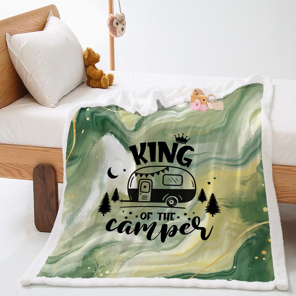 Blanket Camper Rv Striped Digital Printed Lamb Fleece Crystal Fleece Blanket
