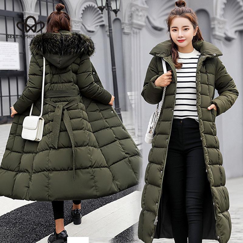 Women's Winter New Korean-style Long Over-the-Knee Cotton-padded Jacket Women's Big Wool Collar Slim-fit Thickened Cotton-padded Jacket for Women