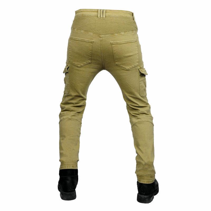 New product Motorcycle jeans men, locomotive tooling multi-bag cycling pants, zipper casual straight pants, knee pads