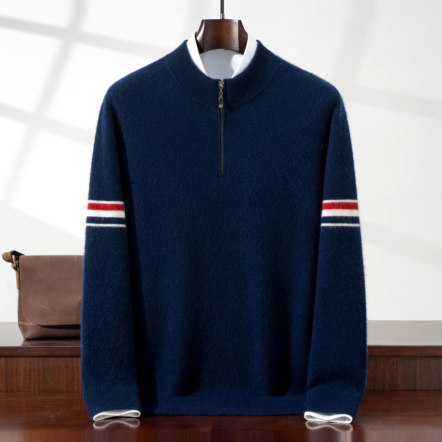 Chic Korean Minimalist Cashmere Knit Half-Zip Top—Soft, Skin-Friendly, Perfect for Autumn/Winter. XXXL