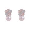 2025 Rose Pearl Flower Stud Earrings - Elegant Micro-Paved Design with Luxurious, Sophisticated Flair.