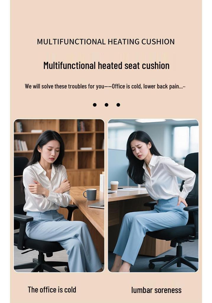 Heated Seat Cushion with Integrated Backrest, Detachable & Washable, Smart Temperature Control, Timed Heating, Thickened for Warmth