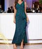 European V-neck Sequin Slit Evening Gown - Women's 2025 Collection