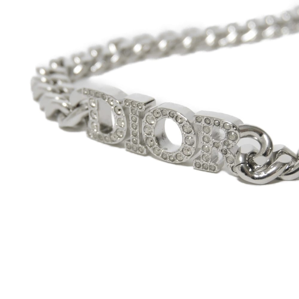 Used 10656 Diorvolution Choker N1583DVOCY_D13S 7984 Dio(r)evolution Crystal Rhinestone Logo Silver Women's from Japan