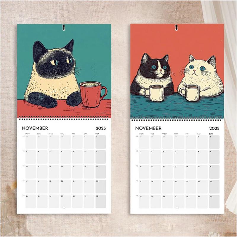 2025  Wall Calendar Cat Design Monthly Hangable Wall Calendar 12 Months 2025 Monthly Weekly Planner Calendar For Bedroom Office